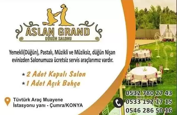 Aslan Grand Düğün Salonu Kartviziti
